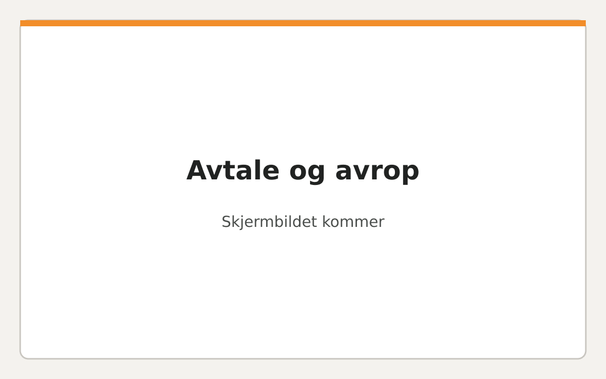Siden «Nytt avrop» med avtale, bestiller, linjer og knappen «Lagre avropet».