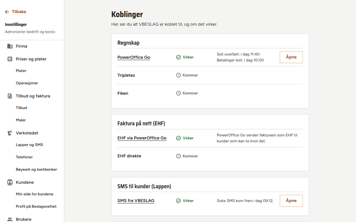 Koblinger › Regnskap med PowerOffice Go og ordet «Virker».