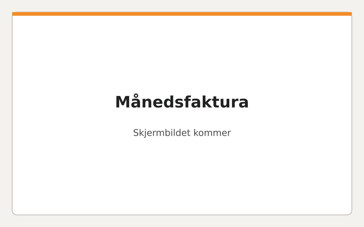 Fanen «Månedsfaktura» med ett kort per kunde og prosjekt og knappen «Lag faktura».