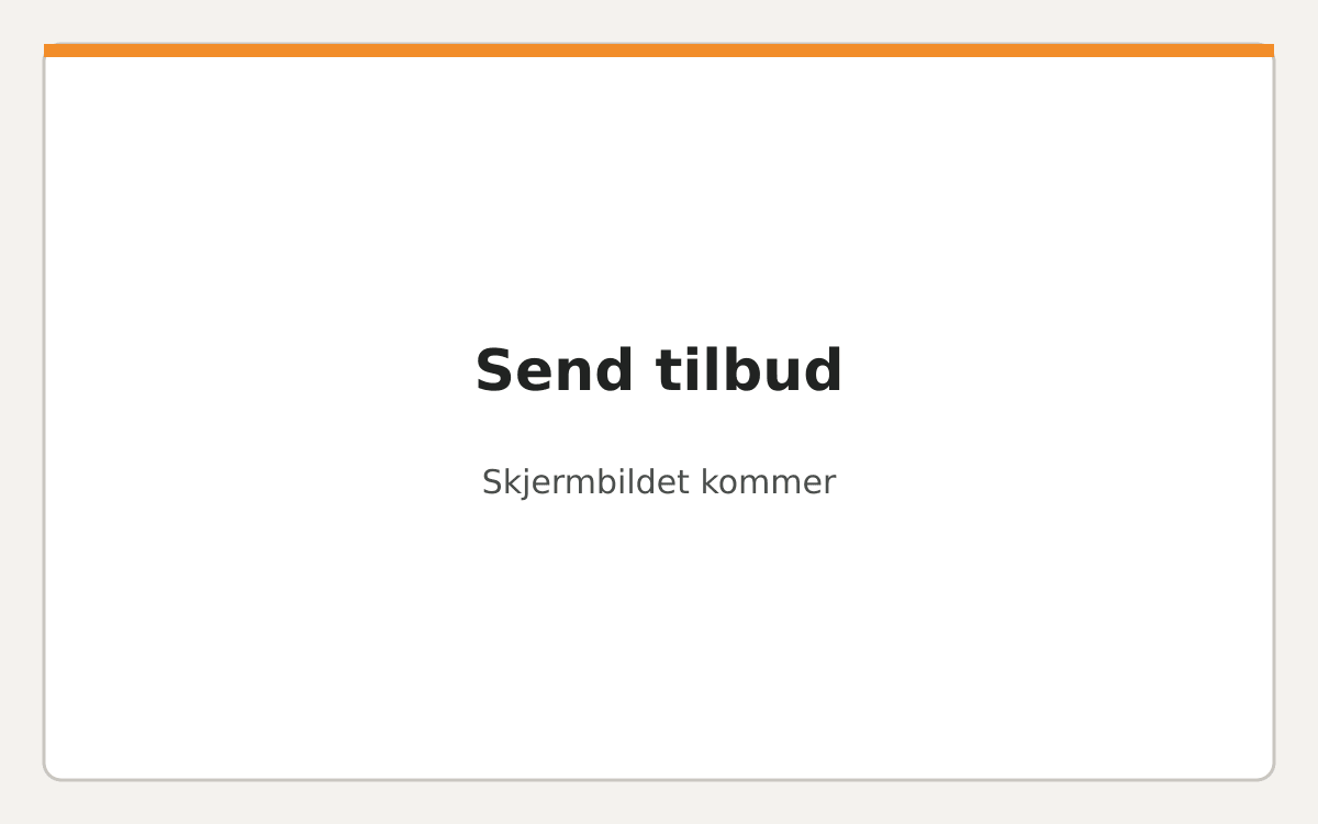 Vinduet «Send tilbud» med kundens e-post, en linje til kunden, «Se hva kunden ser» og knappen «Send tilbud».